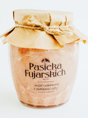 Miód rzepakowy z płatkami róży