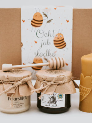 Zestaw walentynkowy 2x 250g z pałeczką oraz świeczką ze 100% wosku pszczelego