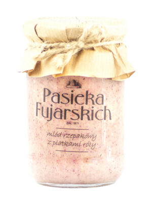 Miód rzepakowy z płatkami róży